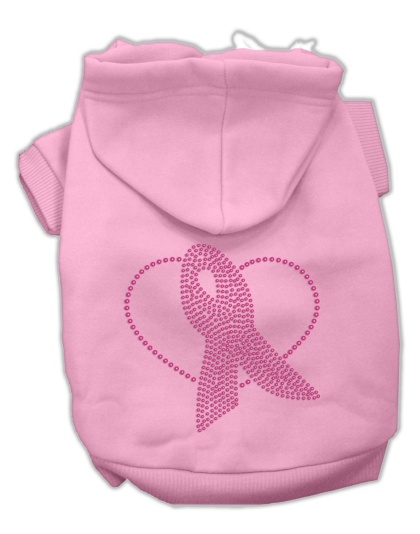 Pink Ribbon Rhinestone Hoodies Pink L