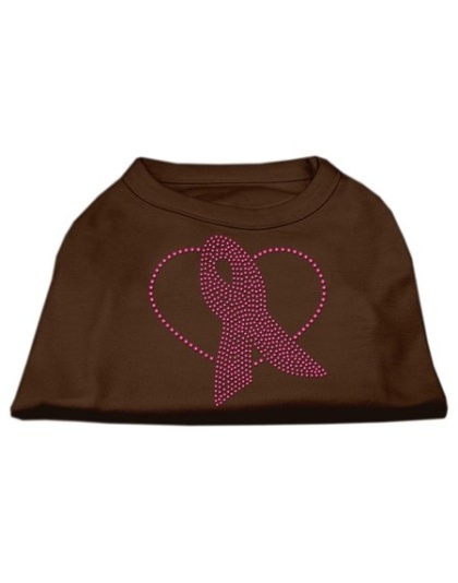 Pink Ribbon Rhinestone Shirts Brown Lg