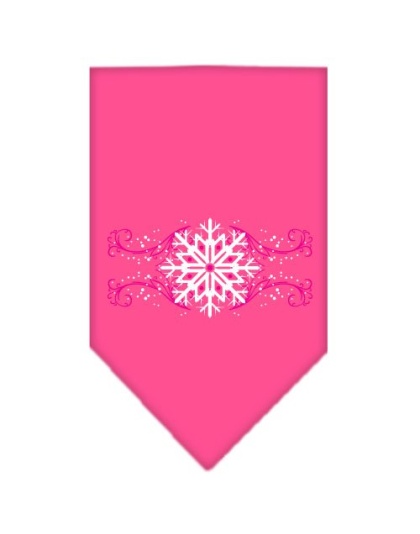 Pink Snowflake Swirls Screen Print Bandana Bright Pink Large