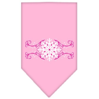 Pink Snowflake Swirls Screen Print Bandana Light Pink Large