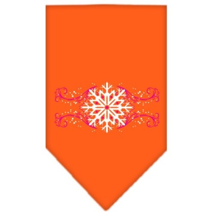 Pink Snowflake Swirls Screen Print Bandana Orange Large