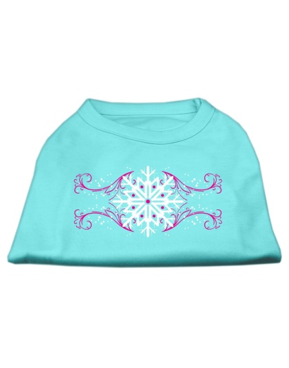 Pink Snowflake Swirls Screenprint Shirts Aqua L