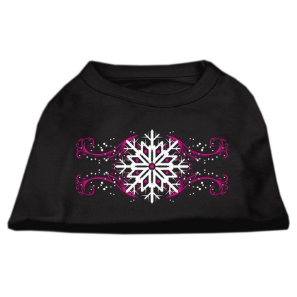 Pink Snowflake Swirls Screenprint Shirts Black L