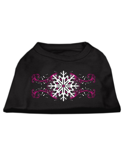 Pink Snowflake Swirls Screenprint Shirts Black L