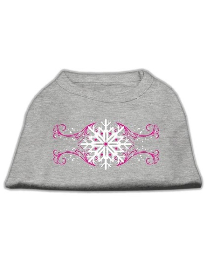 Pink Snowflake Swirls Screenprint Shirts Grey L