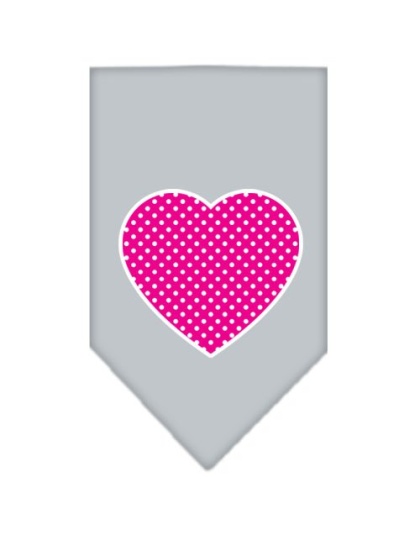 Pink Swiss Dot Heart Screen Print Bandana Grey Large