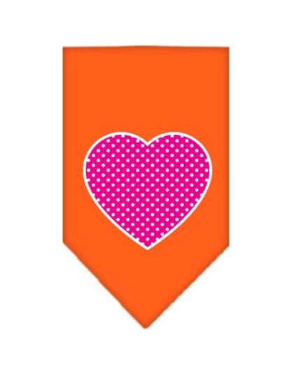 Pink Swiss Dot Heart Screen Print Bandana Orange Large