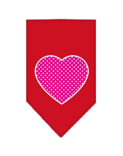 Pink Swiss Dot Heart Screen Print Bandana Red Large