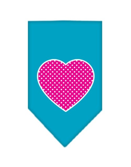 Pink Swiss Dot Heart Screen Print Bandana Turquoise Large