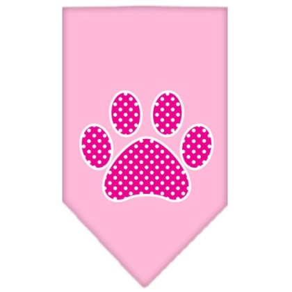 Pink Swiss Dot Paw Screen Print Bandana Light Pink Large