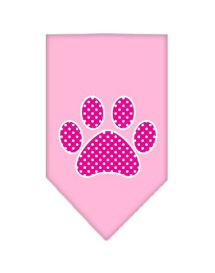 Pink Swiss Dot Paw Screen Print Bandana Light Pink Large