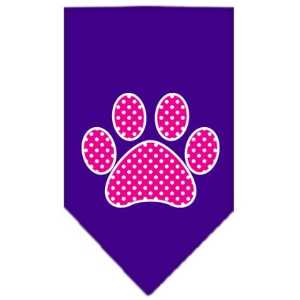 Pink Swiss Dot Paw Screen Print Bandana Purple Large