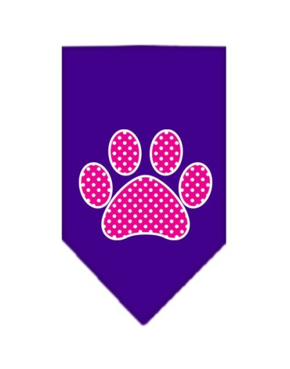 Pink Swiss Dot Paw Screen Print Bandana Purple Large