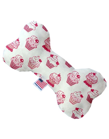 Pink Whimsy Cupcakes 10 inch Canvas Bone Dog Toy