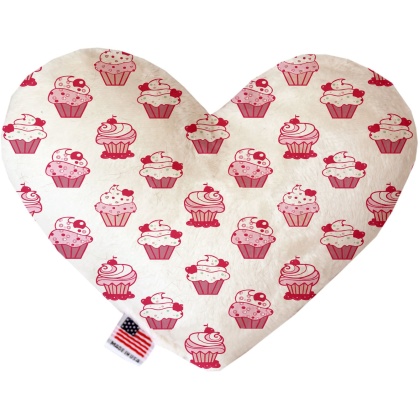 Pink Whimsy Cupcakes 6 inch Canvas Heart Dog Toy