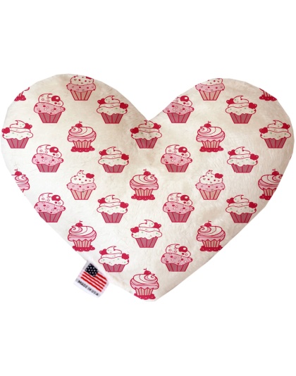 Pink Whimsy Cupcakes 6 inch Canvas Heart Dog Toy