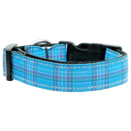 Plaid Nylon Collar Blue Large