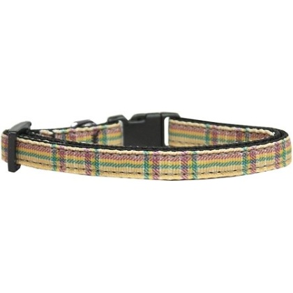 Plaid Nylon Collar Khaki Cat Safety