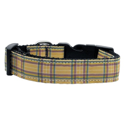 Plaid Nylon Collar Khaki Large