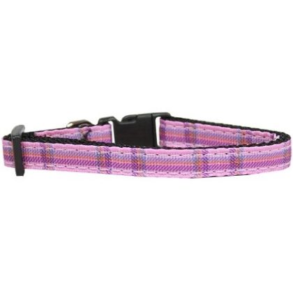 Plaid Nylon Collar Pink Cat Safety