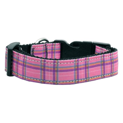 Plaid Nylon Collar Pink Large