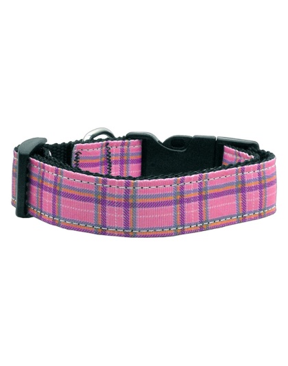 Plaid Nylon Collar Pink Large