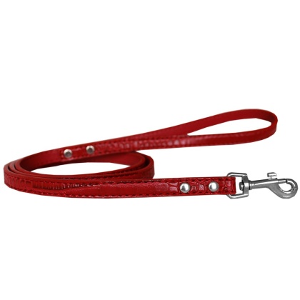 Plain Croc Leash Red 1/2'' wide x 4' long