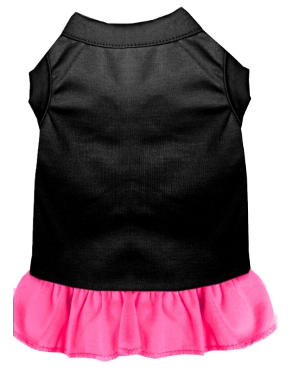 Plain Pet Dress Black with Bright Pink Lg