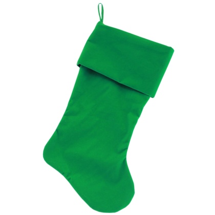 Plain Velvet 18 inch Christmas Stocking Green