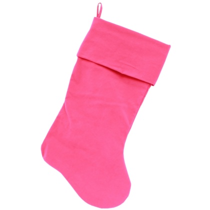 Plain Velvet 18 inch Christmas Stocking Pink