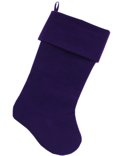 Plain Velvet 18 inch Christmas Stocking Purple