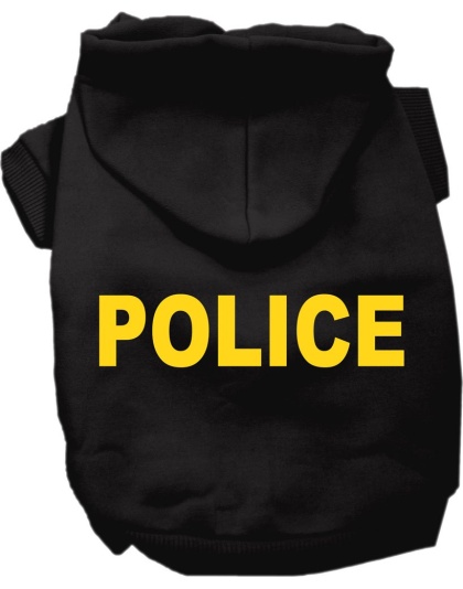 Police Costume Screen Print Dog Hoodie Black Size XS