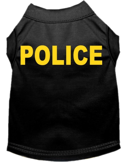 Police Costume Screen Print Dog Shirt Black Size XS
