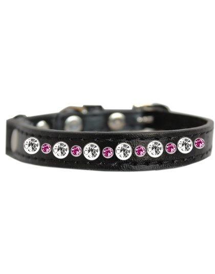 Posh Jeweled Cat Collar Black with Bright Pink Size 10