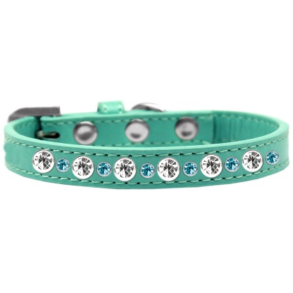 Posh Jeweled Dog Collar Aqua Size 10