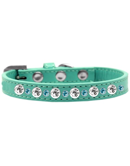 Posh Jeweled Dog Collar Aqua Size 10