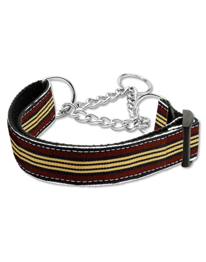 Preppy Stripes Nylon Ribbon Collars Martingale Brown/Khaki Large