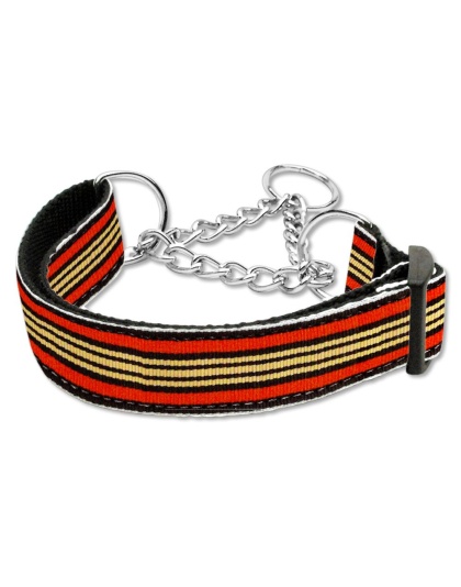 Preppy Stripes Nylon Ribbon Collars Martingale Orange/Khaki Large