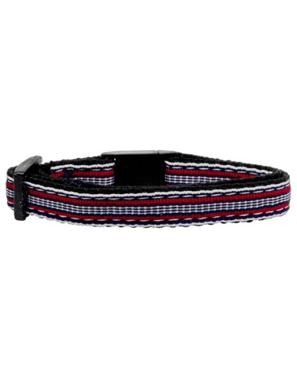 Preppy Stripes Nylon Ribbon Collars Red/White Cat Safety