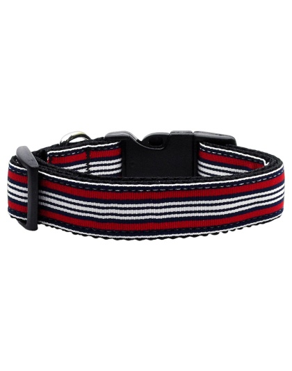 Preppy Stripes Nylon Ribbon Collars Red/White Large