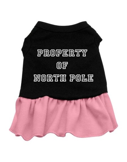 Property of North Pole Screen Print Dress Black with Pink Lg