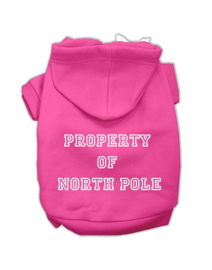 Property of North Pole Screen Print Pet Hoodies Bright Pink Size L