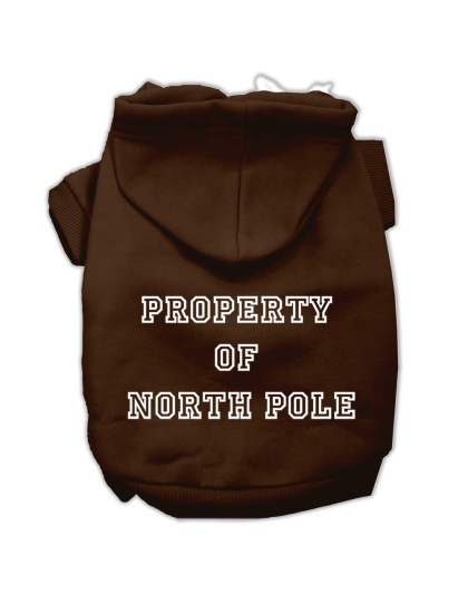 Property of North Pole Screen Print Pet Hoodies Brown Size L