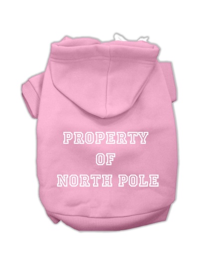 Property of North Pole Screen Print Pet Hoodies Pink Size L
