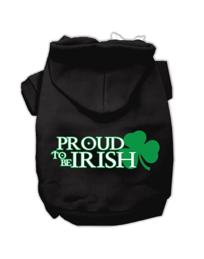 Proud to be Irish Screen Print Pet Hoodies Black Size Lg