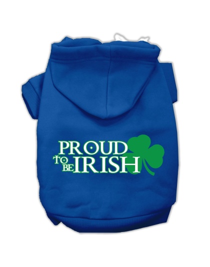 Proud to be Irish Screen Print Pet Hoodies Blue Size Lg