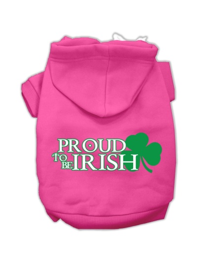 Proud to be Irish Screen Print Pet Hoodies Bright Pink Size Lg
