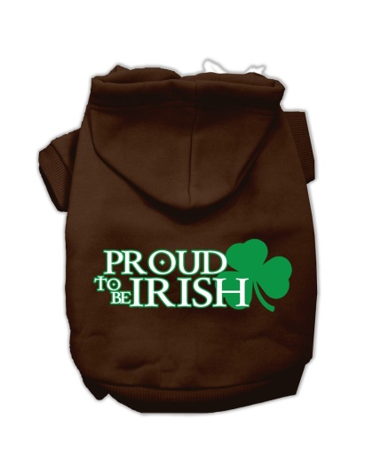 Proud to be Irish Screen Print Pet Hoodies Brown Size Lg