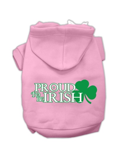 Proud to be Irish Screen Print Pet Hoodies Light Pink Size Lg