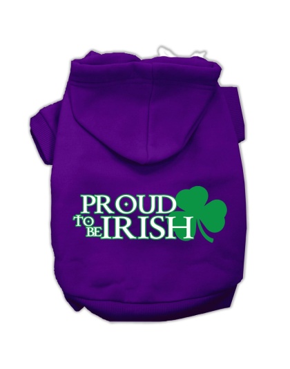Proud to be Irish Screen Print Pet Hoodies Purple Size Lg
